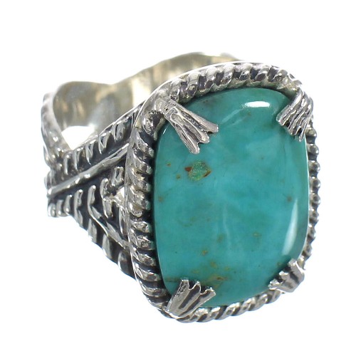 Genuine Sterling Silver And Southwest Turquoise Ring Size 7-1/2 RX62144