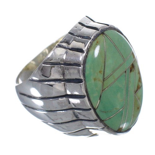 Turquoise Inlay Southwest Sterling Silver Ring Size 9 VX61358