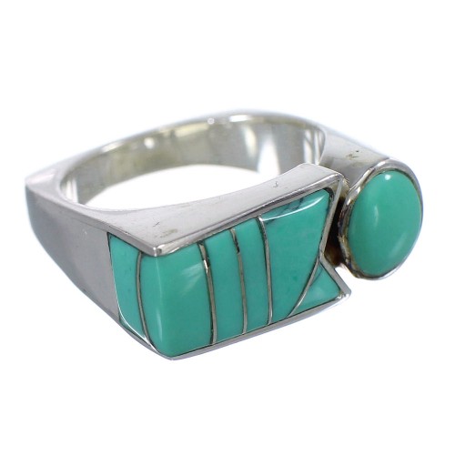 Genuine Sterling Silver Turquoise Southwest Ring Size 8-1/4 VX61406