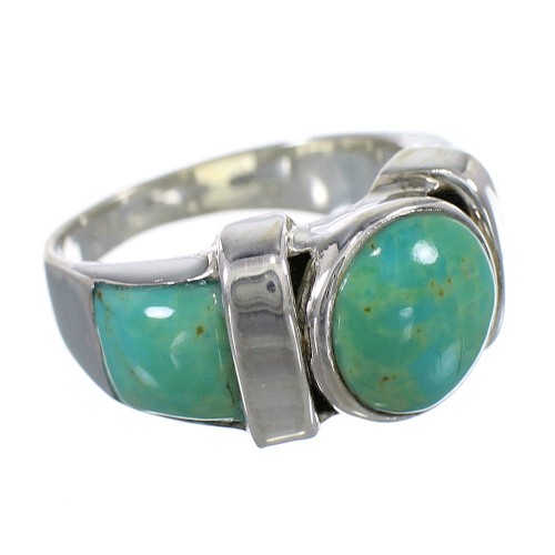 Silver And Turquoise Southwest Jewelry Ring Size 7-1/4 VX61499