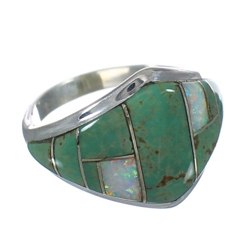 Sterling Silver Turquoise Opal Southwestern Ring Size 4-3/4 YX82543