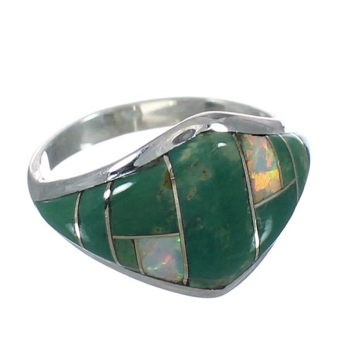 Authentic Sterling Silver Turquoise Opal Southwest Ring Size 5-1/4 YX82575