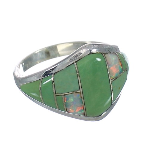 Sterling Silver Opal Turquosie Southwestern Ring Size 5 YX82612