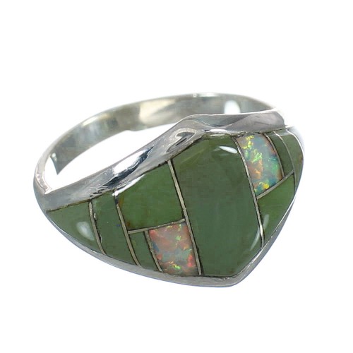 Genuine Sterling Silver Opal And Turquosie Southwest Ring Size 7-1/2 YX82643