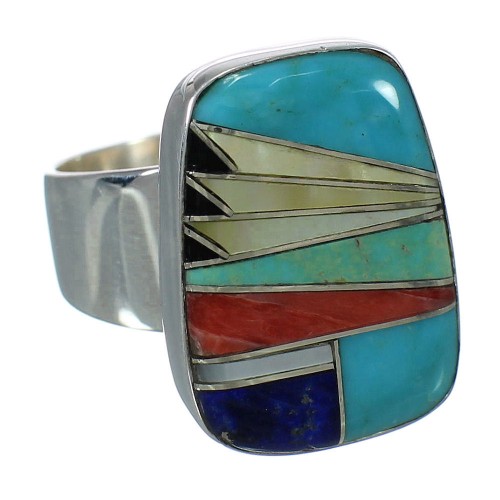 Multicolor And Sterling Silver Southwestern Ring Size 4-3/4 YX74935