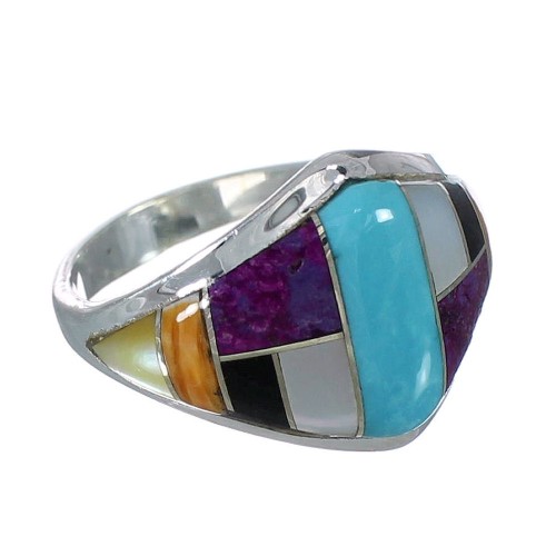 Southwestern Multicolor Sterling Silver Ring Size 7-3/4 YX74961