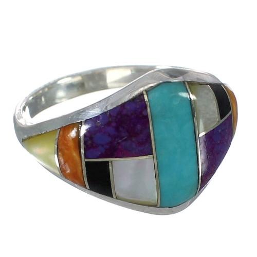 Multicolor Southwestern Genuine Sterling Silver Ring Size 7-1/4 YX75001