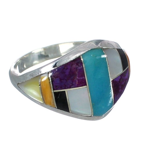 Multicolor Southwest Authentic Sterling Silver Ring Size 7-3/4 YX75002