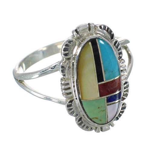 Multicolor And Sterling Silver Ring Size 6-1/4 YX75015