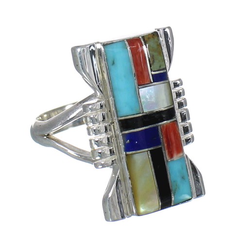 Multicolor And Authentic Sterling Silver Jewelry Ring Size 7-1/4 YX75067