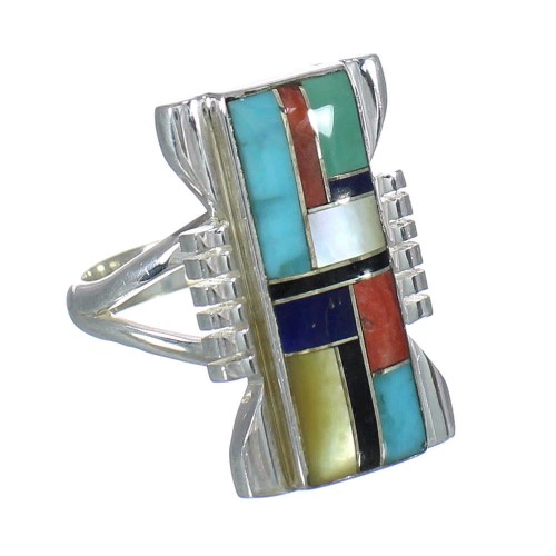 Multicolor Silver Southwestern Jewelry Ring Size 6-3/4 YX75070