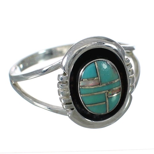 Opal And Turquoise Genuine Sterling Silver Southwest Ring Size 6-3/4 WX70464