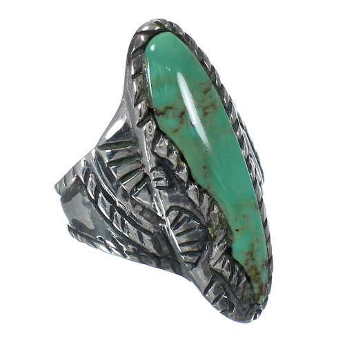 Genuine Sterling Silver And Southwest Turquoise Ring Size 8-1/4 RX62773