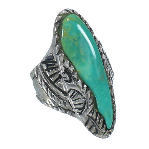 Authentic Sterling Silver Southwestern Turquoise Ring Size 7-1/2 RX62783
