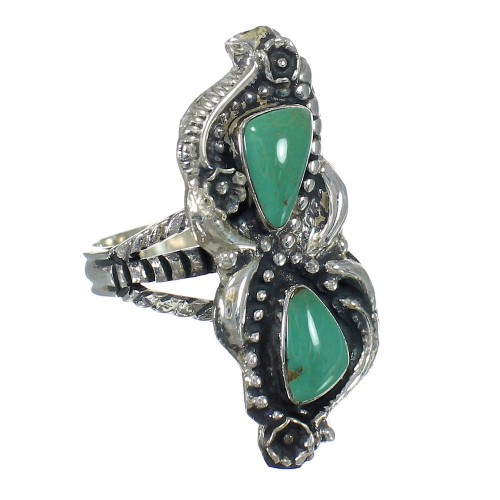 Genuine Sterling Silver Southwest Turquoise Ring Size 8-3/4 RX62816