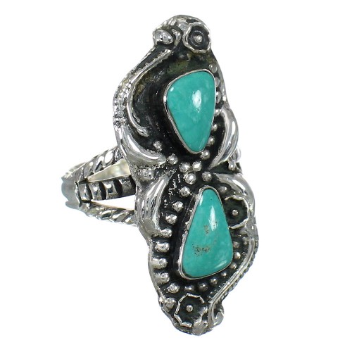 Turquoise Southwestern Sterling Silver Ring Size 7 RX62838
