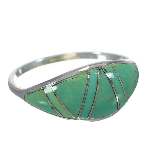 Southwestern Turquoise Inlay And Authentic Sterling Silver Ring Size 8-3/4 WX62814