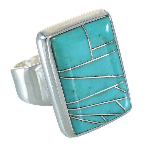 Southwest Sterling Silver Turquoise Ring Size 7-3/4 YX70435