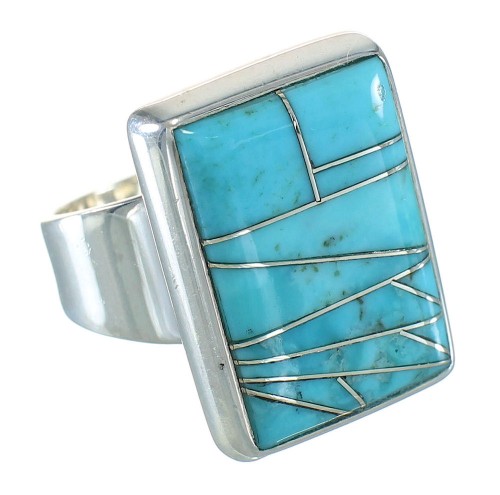 Southwest Turquoise Sterling Silver Ring Size 8-3/4 YX70442