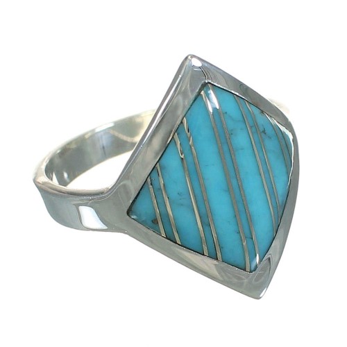 Genuine Sterling Silver And Turquoise Southwestern Jewelry Ring Size 6-3/4 YX70579