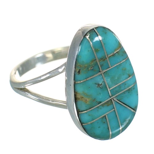 Turquoise And Genuine Sterling Silver Southwest Jewelry Ring Size 4-3/4 YX70601