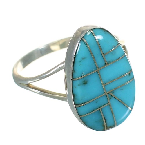 Southwest Silver And Turquoise Jewelry Ring Size 8-1/2 YX70619