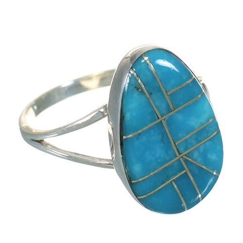 Southwestern Genuine Sterling Silver And Turquoise Jewelry Ring Size 8-1/2 YX70624