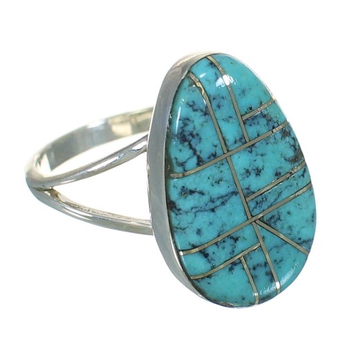 Southwestern Authentic Sterling Silver And Turquoise Jewelry Ring Size 5-1/4 YX70628