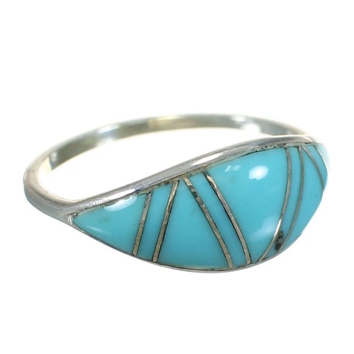 Sterling Silver Turquoise Inlay Southwestern Ring Size 6-1/2 YX70652