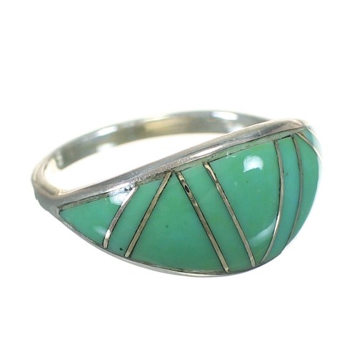 Turquoise Inlay And Silver Southwest Ring Size 4-3/4 YX70678