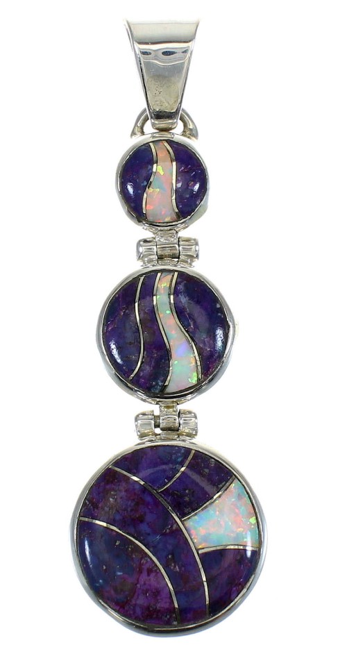 Sterling Silver And Magenta Turquoise Opal Inlay Pendant MX62434