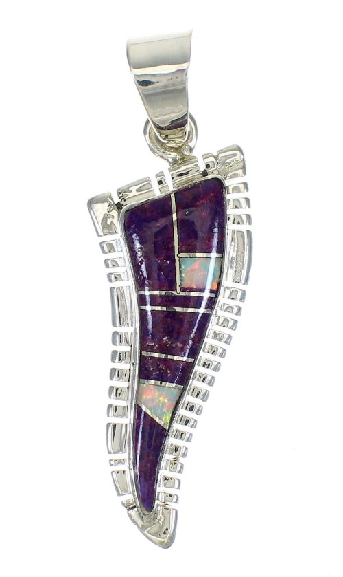 Sterling Silver Opal And Magenta Turquoise Jewelry Pendant MX62493