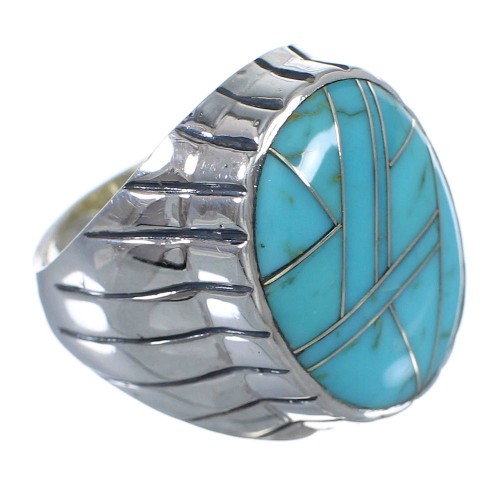 Southwest Turquoise And Sterling Silver Jewelry Ring Size 9-1/4 VX62646