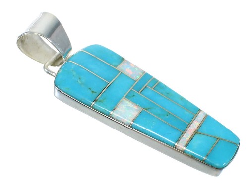 Turquoise And Opal Genuine Sterling Silver Southwest Pendant WX63569