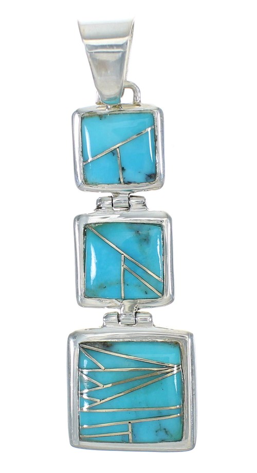 Southwest Turquoise Inlay Sterling Silver Pendant MX63053