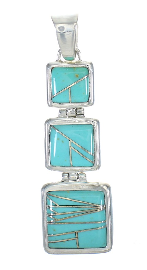 Turquoise Inlay Sterling Silver Pendant MX63057