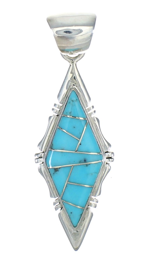 Sterling Silver Turquoise Inlay Southwest Jewelry Pendant MX63093