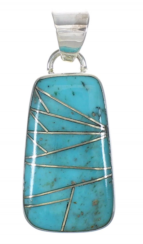 Silver Turquoise Inlay Southwest Jewelry Pendant MX63127