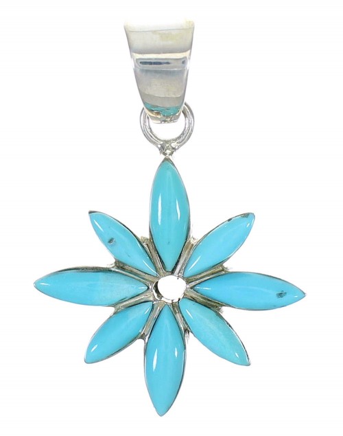 Flower Turquoise Inlay Sterling Silver Pendant MX63156