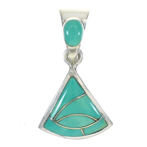 Turquoise Inlay Southwest Sterling Silver Pendant MX63171