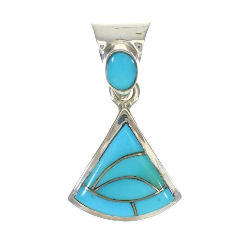 Authentic Sterling Silver Southwest Turquoise Inlay Pendant MX63176