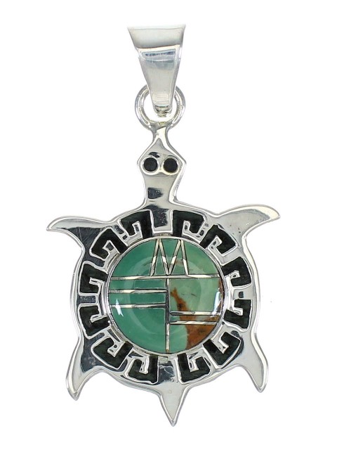 Sterling Silver Turquoise Inlay Turtle Pendant MX62799