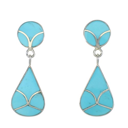 Authentic Sterling Silver Turquoise Post Dangle Earrings MX63325