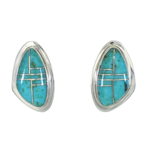 Turquoise Authentic Sterling Silver Southwest Post Earrings MX63368