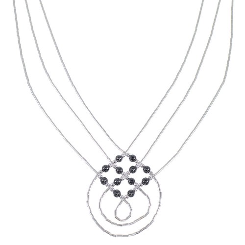Hematite Liquid Sterling Silver Basket Weave Necklace RX64919