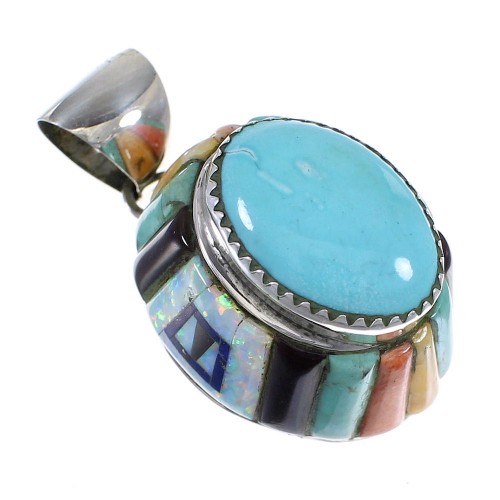 Southwest Sterling Silver And Multicolor Inlay Pendant VX64430