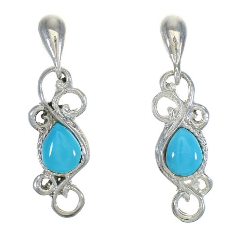 Turquoise Sterling Silver Post Dangle Earrings MX63541