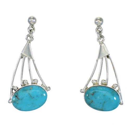 Authentic Sterling Silver And Turquoise Post Dangle Earrings MX63596
