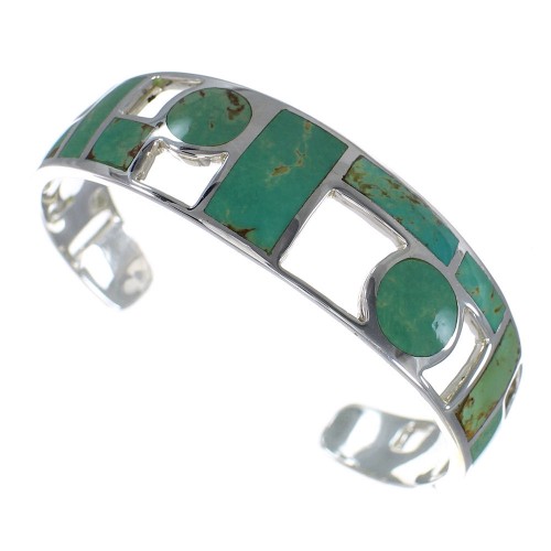 Sterling Silver Turquoise Inlay Cuff Bracelet Jewelry VX63346