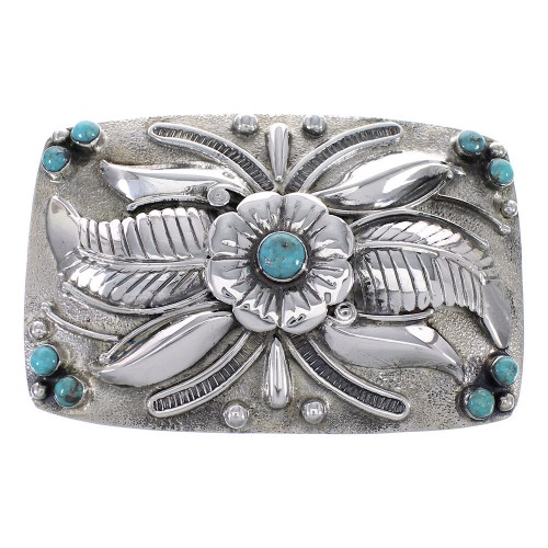 Sterling Silver And Turquoise Flower Jewelry Belt Buckle AX78261